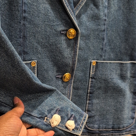 NWT Tory Burch Triple Wash Denim Blazer Jacket - Size 10 - Picture 9 of 14